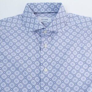 ETON Floral Medallion Contemporary Cotton Long Sleeve Button Down Shirt, 16.5-42